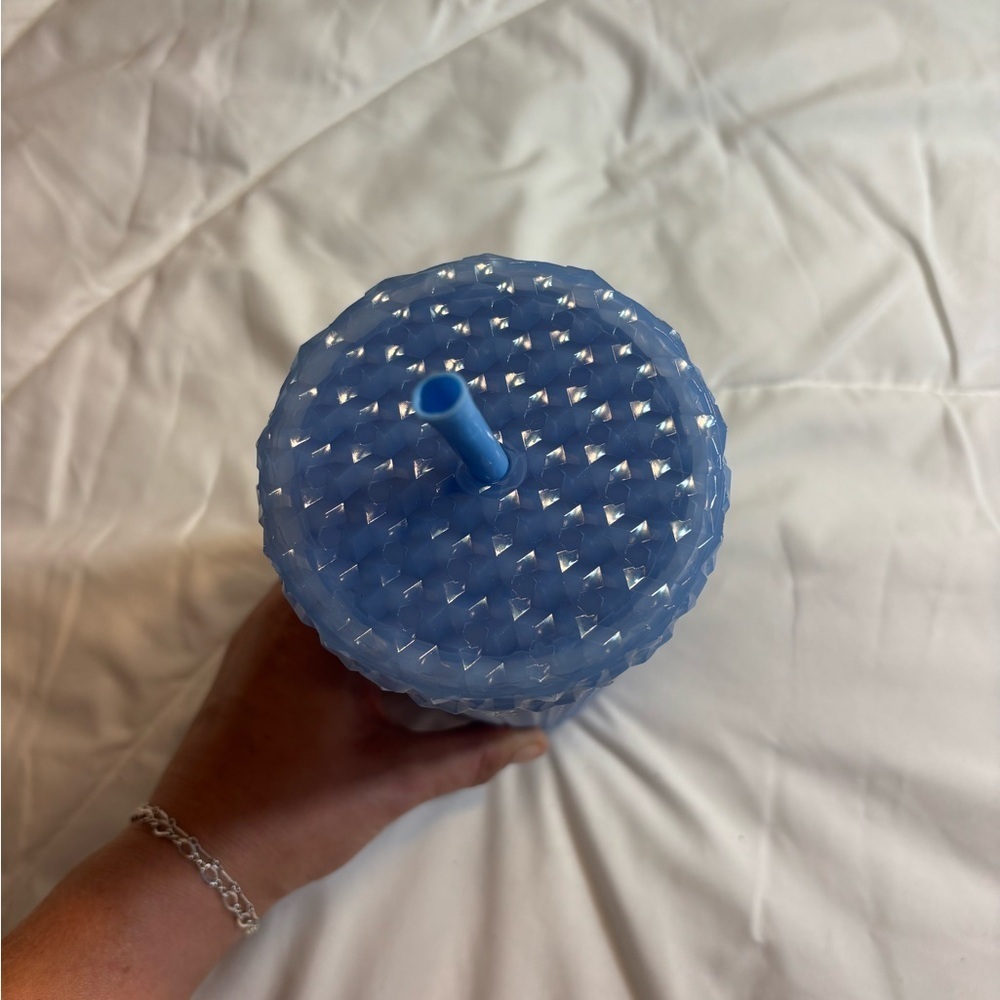 Mainstays 26-Ounce Acrylic Matte Textured Tumbler with Straw, Blue - Picture 3 of 4
